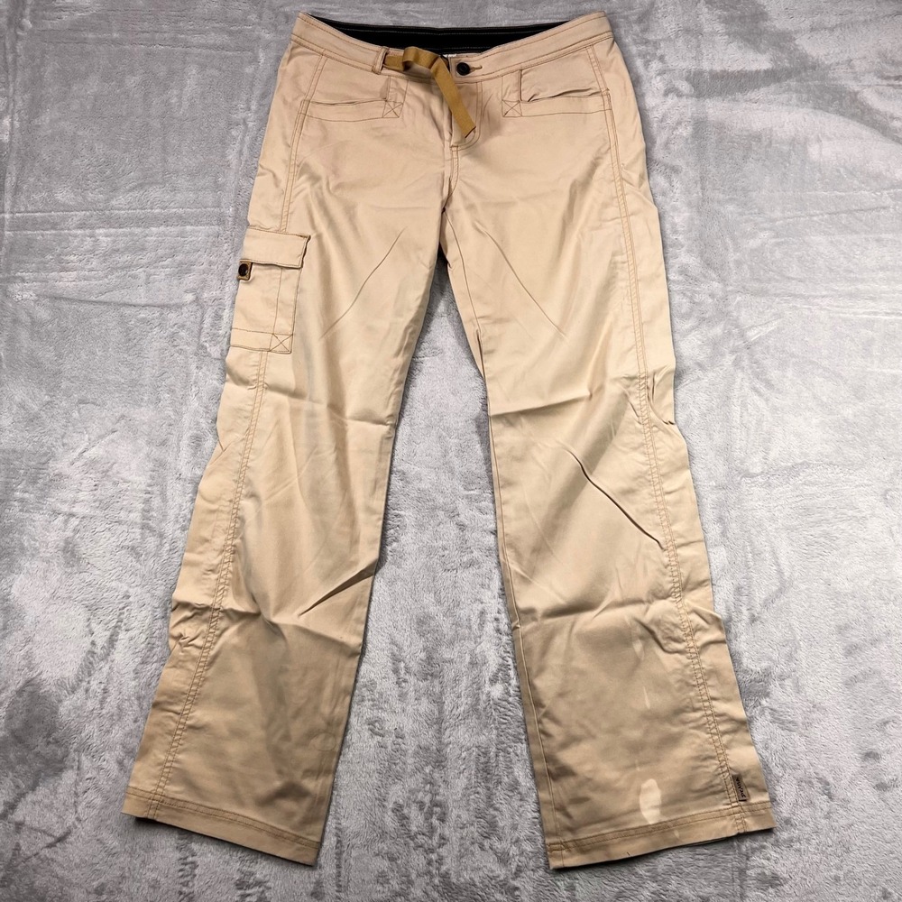 Prana Breathe Womens Small Tan Khaki Cargo Hiking Pants Straight Leg Outdoor